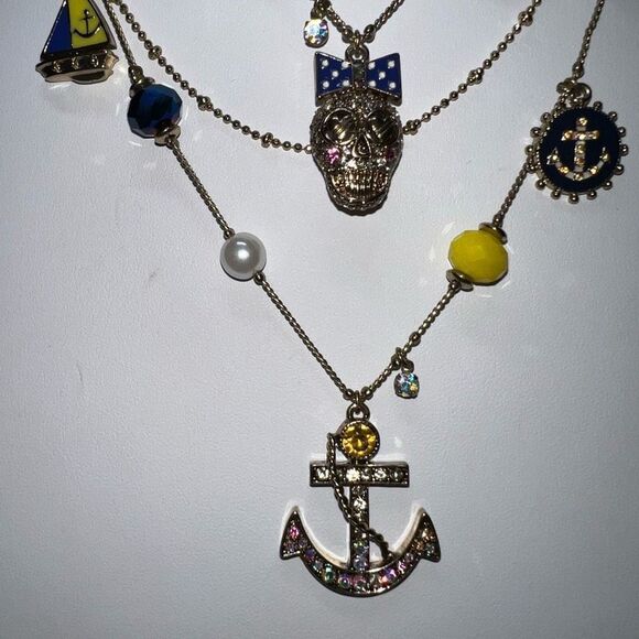 Betsey Johnson Ship Shape Layered Charm Necklace and Bracelet Set - Picture 9 of 14